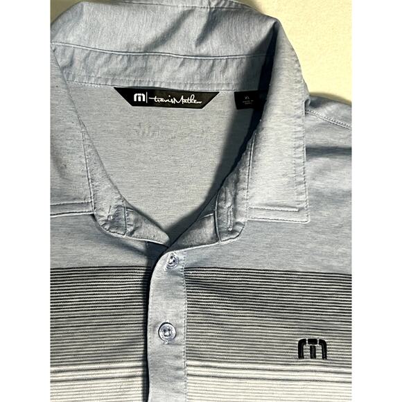 Travis Mathew Mens Light Blue Stripped Polo Size XL - Picture 3 of 10